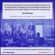 Three people are seated on a stage in front of an audience. Quote from Lisa Morden: "Successful partnerships have three foundational elements - a shared sense of purpose, work that delivers benefit to all participants, and a high degree of trust and transparency." 