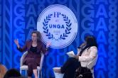 CARE President Michelle Nunn speaks on stage