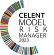 "Celent model risk manager 2023" and logo of many colored stripes in a C formation.