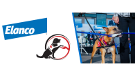 Elanco and Mutts With a Mission logos beside a picture of a service dog
