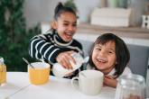 children drinking milk