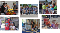 Collage of people attending a block party