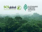 Forest landscape with SCS and SFI logos