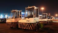 Seven 100% electric Internal Transfer Vehicles at DP World's San Antonio terminal in Chile, supporting the electrification of port operations.