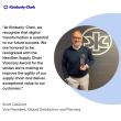 Scott DeGroot holding an award. Quote from them to the left.