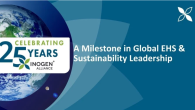 Banner with text "Celebrating 25 Years of Inogen Alliance: A Milestone in Global EHS & Sustainability Leadership" and photo of the earth