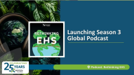 Text "Launching Season 3 Global Podcast" with Rethinking EHS Podcast Logo