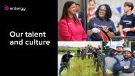 "Entergy: Our talent and culture" with a collage of photos of Entergy employees 