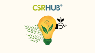 A stylized globe surrounded by green leaves and growth arrows, symbolizing global sustainability and economic progress