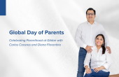 Two parents at Gildan featured against a white fabric backdrop.