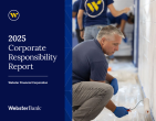 Cover of Webster 2025 Corporate Responsibility Report featuring a colleague painting a wall with a paint roller.