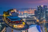 Aerial photo of Marina Bay Sands at night