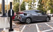 an EV at a charging station