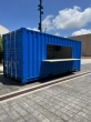 Blue up-cycled shippping container mobile retail space
