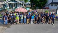 A group of people standing outside