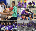 collage of FedEx employees volunteering