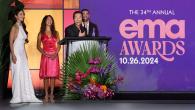 Four people on stage at the 2024 EMA Awards