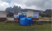 rainwater harvesting system outside a rural school