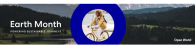 Earth Month, powering sustainable journeys. A person on a bicycle is central.