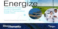 Biogen Energize graphic with solar panels and scientists