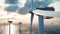 Closeup of wind turbine