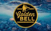 Golden Bell logo over an ocean scene