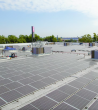 Solar panels on top of a building