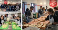 Volunteers preparing meals with the Salvation army