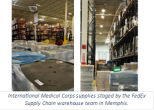 International Medical Corps supplies staged by the FedEx Supply Chain warehouse team in Memphis.