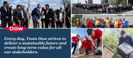"Every day, Team Dow strives to deliver a sustainable future and create long-term value for all our stakeholders" with images of employees at events
