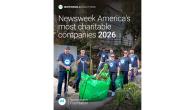 "Newsweek Americas most charitable companies 2026" with image of Motorola volunteers 