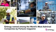 A collage featuring Entergy employees working