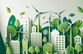 drawing of energy efficient buildings and windmills