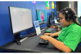A student working at a computer