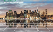 A skyline and grid