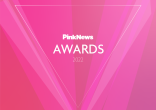 Text on pink background, "PinkNews AWARDS 2022"