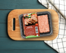 Fresh protein packaged in a sustainable tray