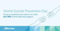 World Suicide Prevention Day. Two hand reaching to the other. 