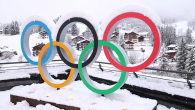 Olympic rings with snow