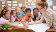 Students and a teacher working together