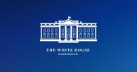 "The White House" and line sketch of the front of the white house in white on a blue bakground