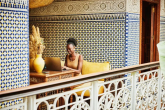 Person using computer at desk