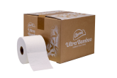 Box of Charmin Ultra Bamboo and a roll of toilet paper next to it 