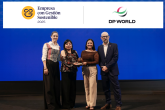 DP World in Peru team members receive the Empresa con Gestión Sostenible 2025 recognition during an awards ceremony