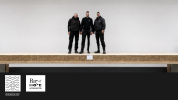 The Strong By Form Team, standing on a full-scale 10 meter, Woodflow-core structural slab