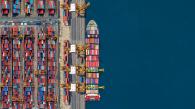 Ships in a port, seen from above