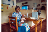 Mother and child at a health clinic.