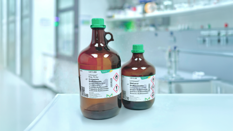 Two containers of MilliporeSigma HPLC products