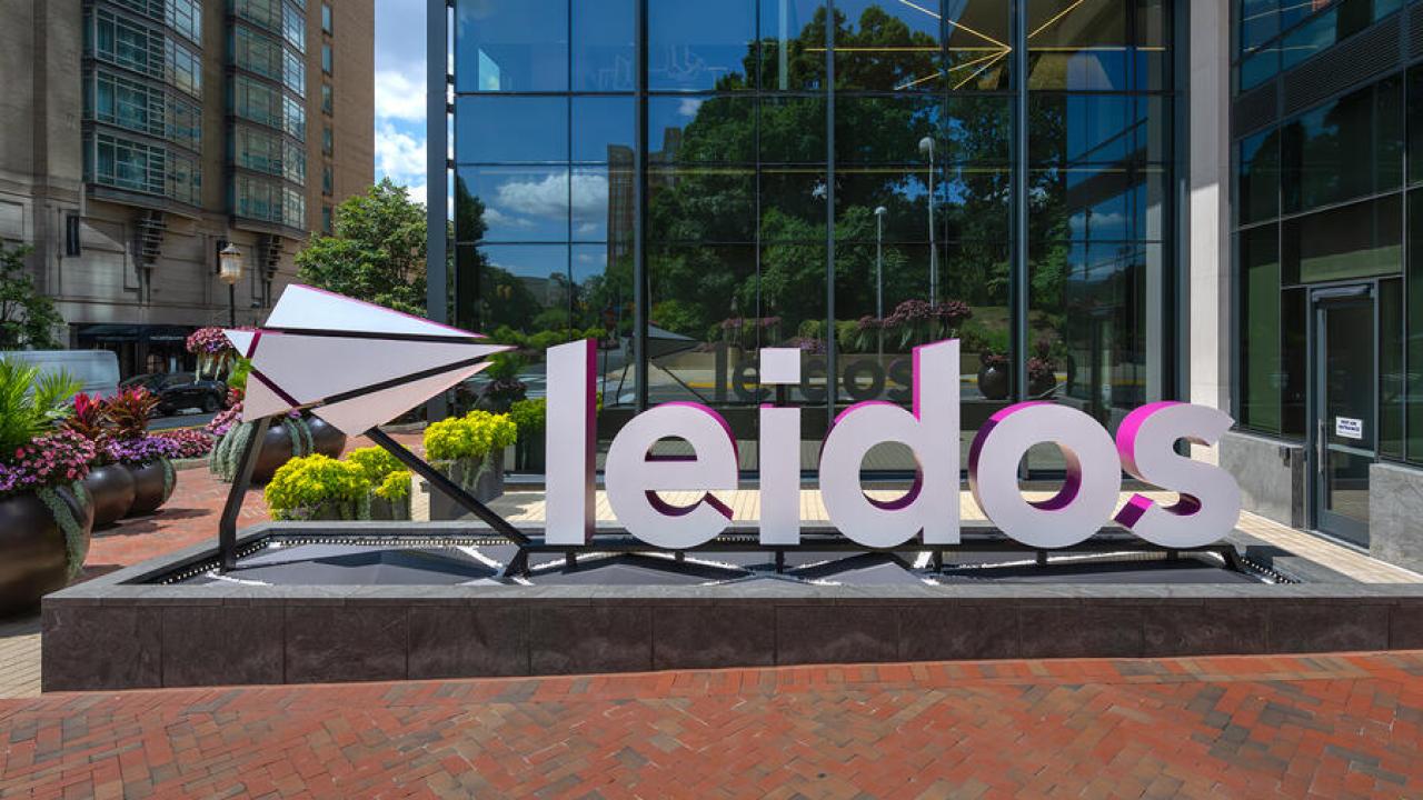Leidos sign outside office building
