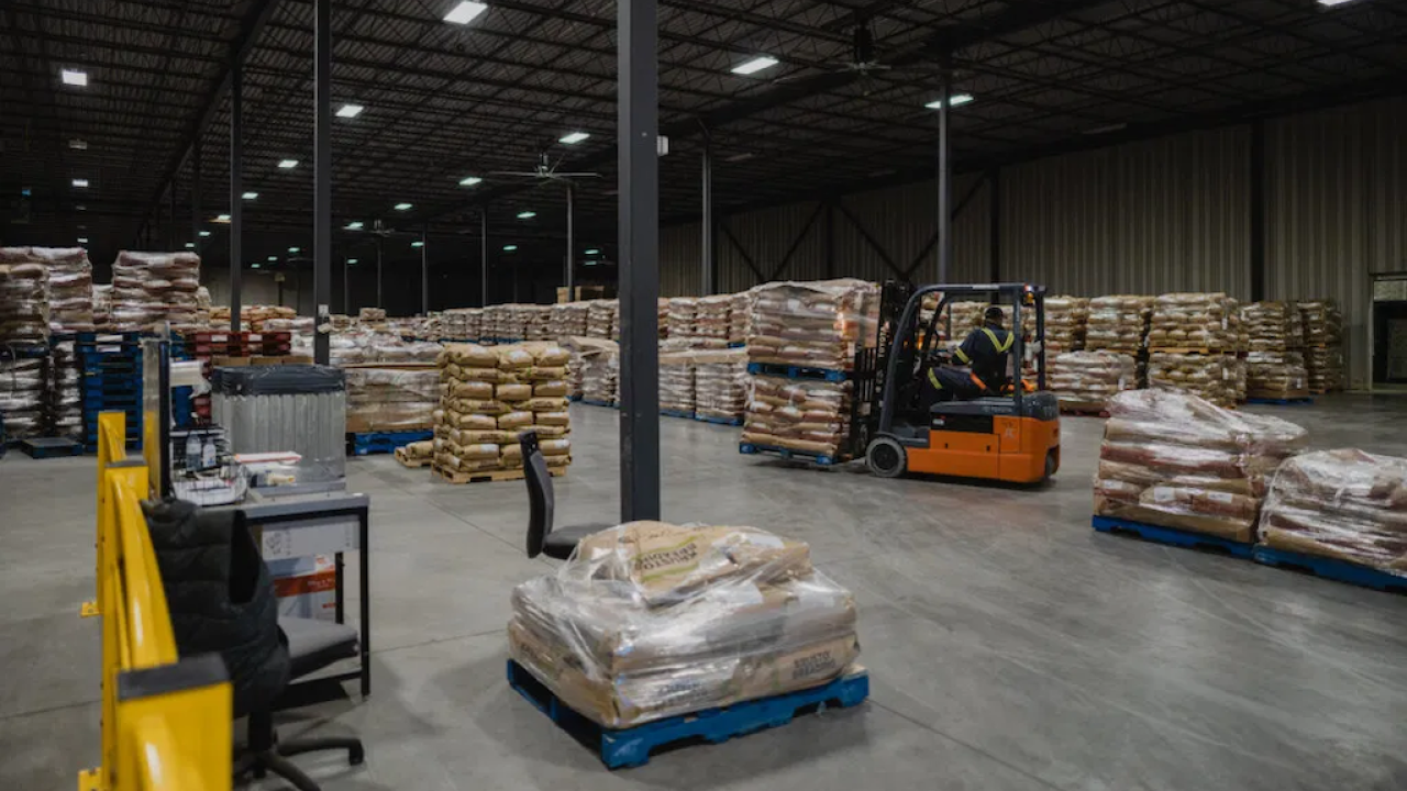 Photo showing inside of distribution center.